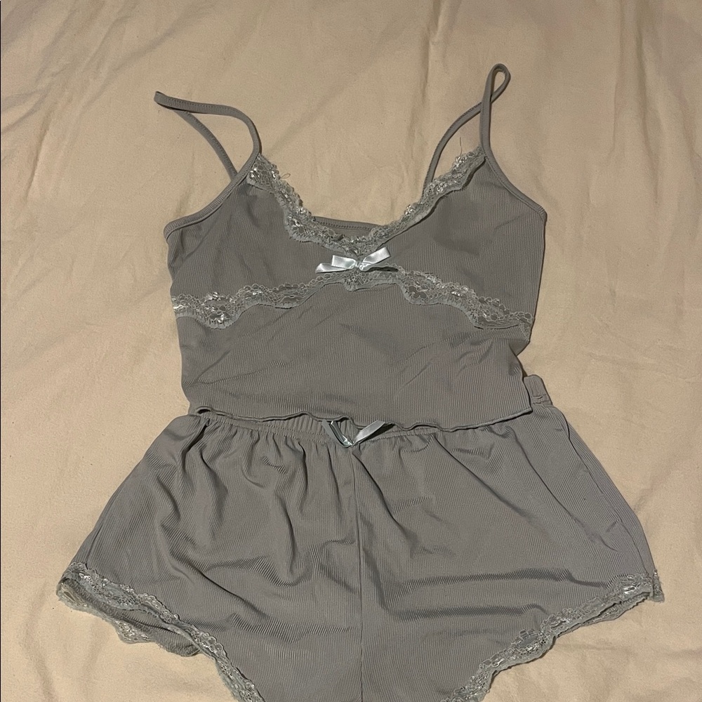 Green Lace Trim Sleepwear Set